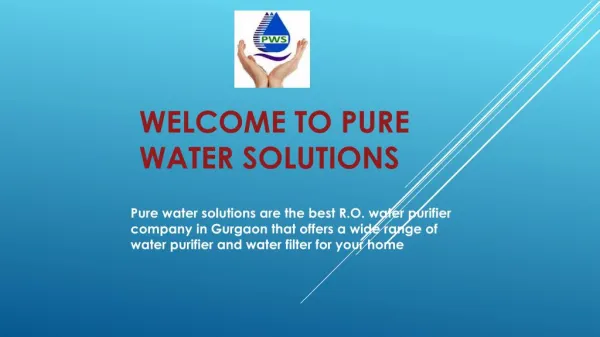 Buy RO Water Purifiers & Filters for Home & Office:Pure Water Solutions