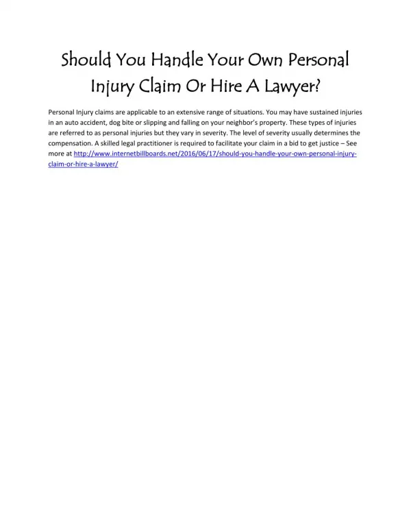 Should You Handle Your Own Personal Injury Claim Or Hire A Lawyer?