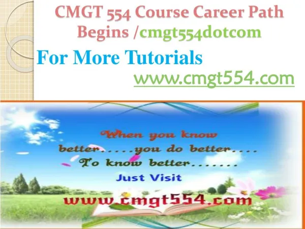 CMGT 554 Course Career Path Begins /cmgt554dotcom