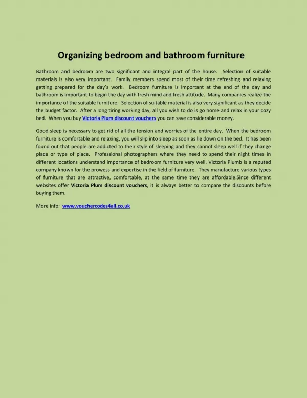 Organizing bedroom and bathroom furniture