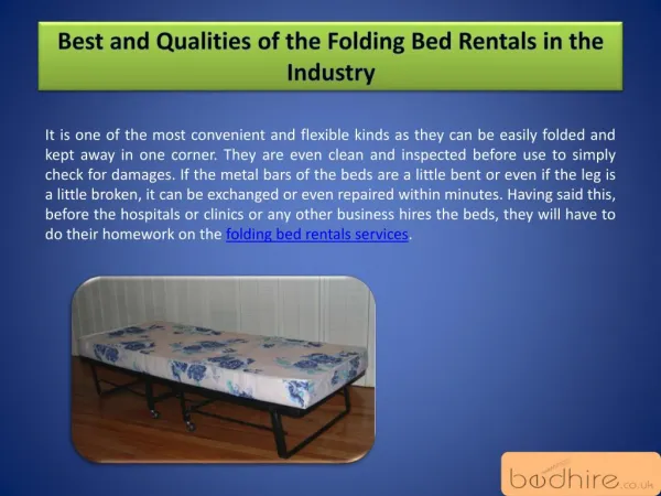 Best and Qualities of the Folding Bed Rentals in the Industry