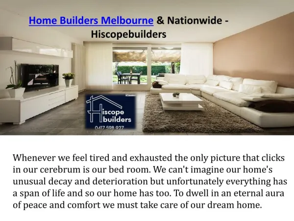 Home Builders Melbourne & Nationwide - Hiscopebuilders
