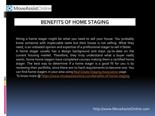 Know Benefits of Home Staging