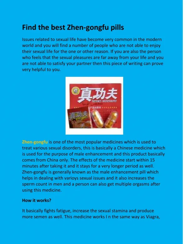 Find the best Zhen-gongfu pills