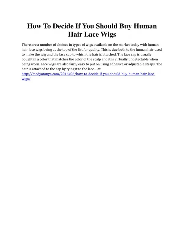 How To Decide If You Should Buy Human Hair Lace Wigs