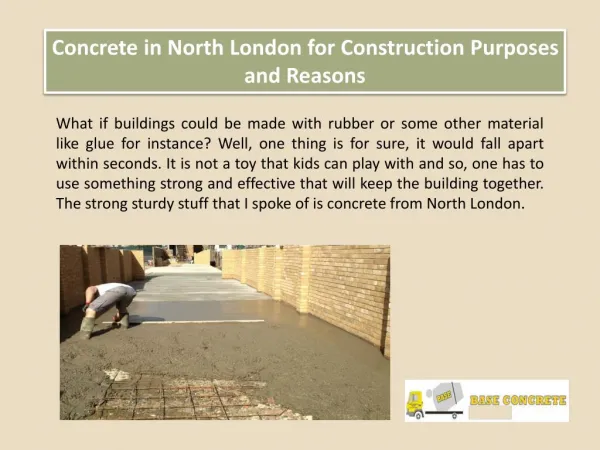 Concrete in North London for Construction Purposes and Reasons