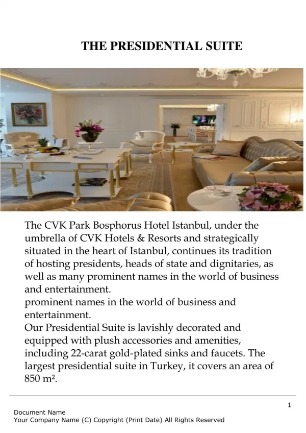 Cvk park bosphorus presidential suite