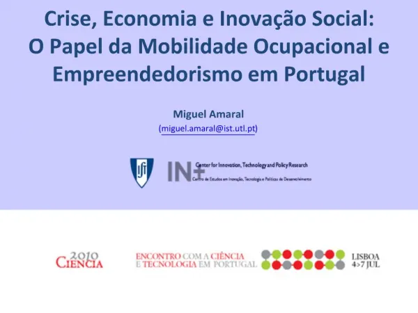 Crise, Economia e Inova o Social: O Papel da Mobilidade Ocupacional e Empreendedorismo em Portugal