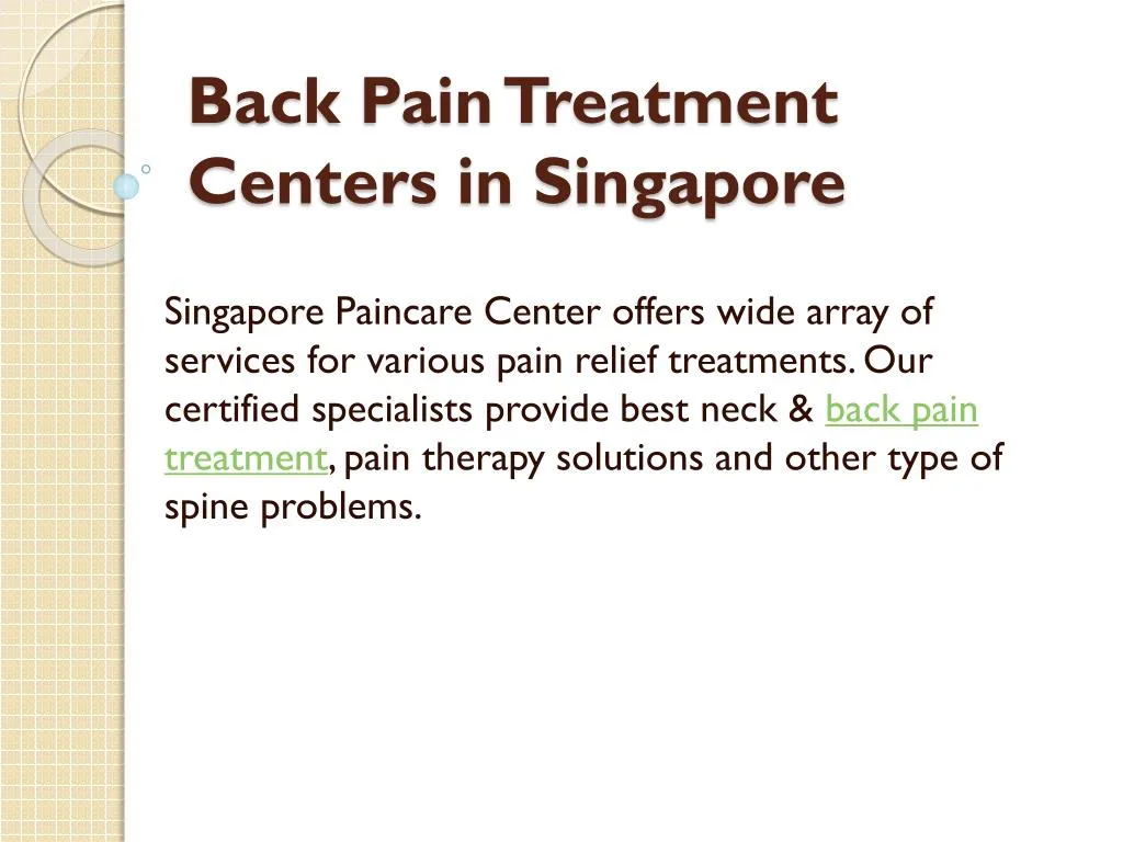 back pain treatment centers in singapore