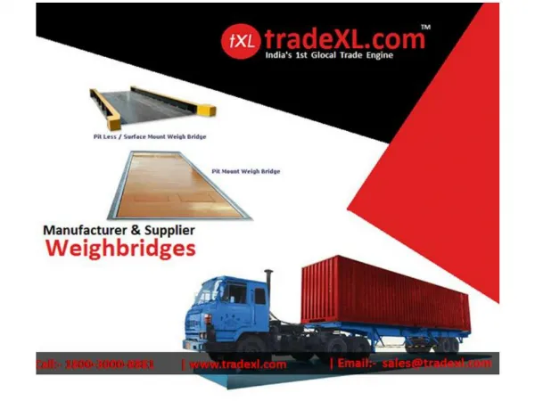 Weighbridges - Suppliers, Manufacturers & Exporters of Weighbridge in India | TradeXL
