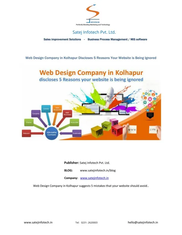 Web Design Company in Kolhapur Discloses 5 Reasons Your Website is Being Ignored