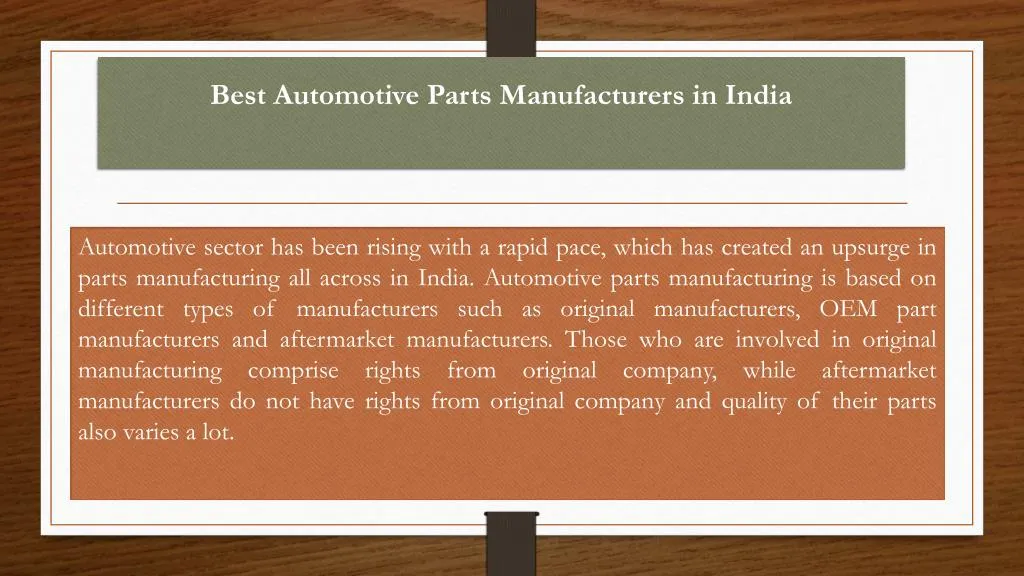 best automotive parts manufacturers in india
