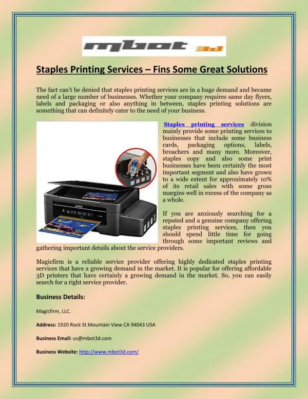 Staples Printing Services – Fins Some Great Solutions