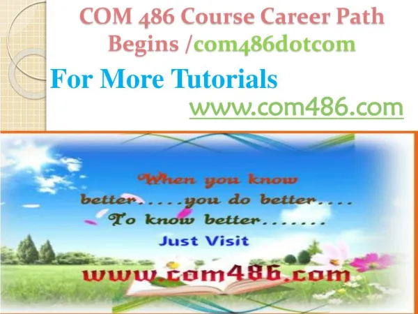 COM 486 Course Career Path Begins /com486dotcom