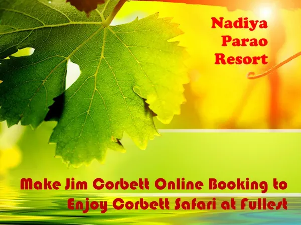 Make Jim Corbett Online Booking to Enjoy Corbett Safari at Fullest