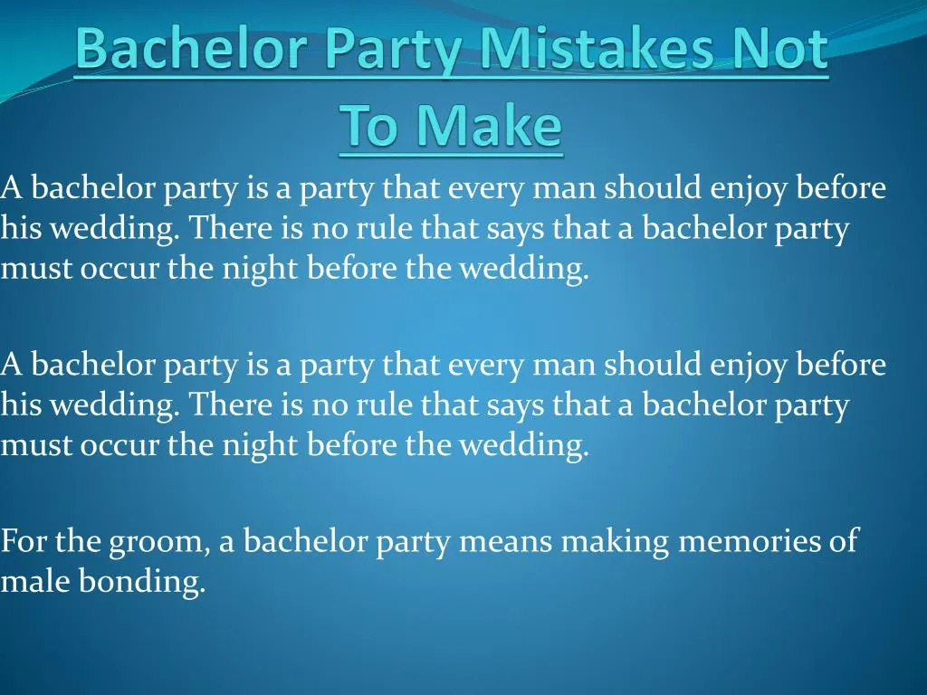 bachelor party mistakes not to make