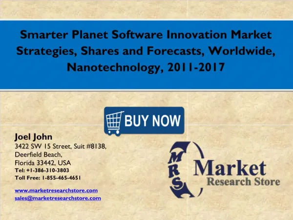 Smarter Planet Software Innovation Market 2016: Global Industry Size, Share, Growth, Analysis, and Forecasts to 2021