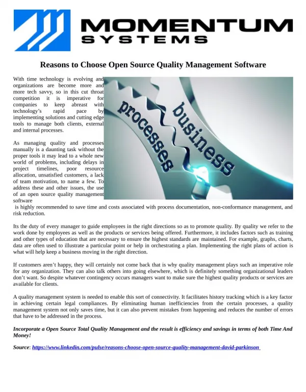 Reasons to Choose Open Source Quality Management Software
