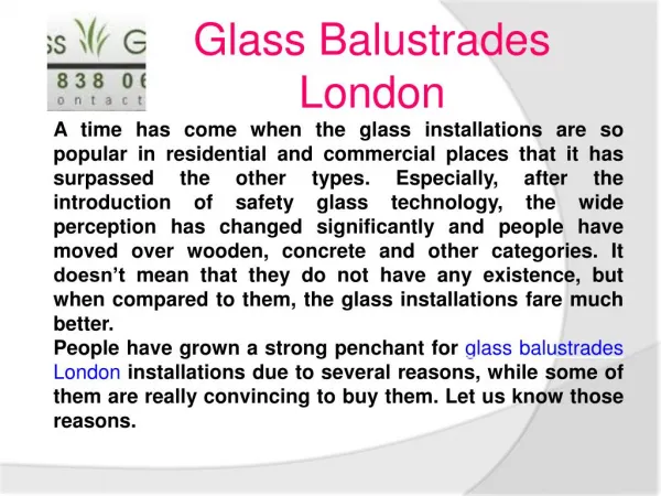 glass balustrades London