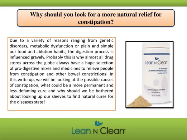 Why should you look for a more natural relief for constipation?