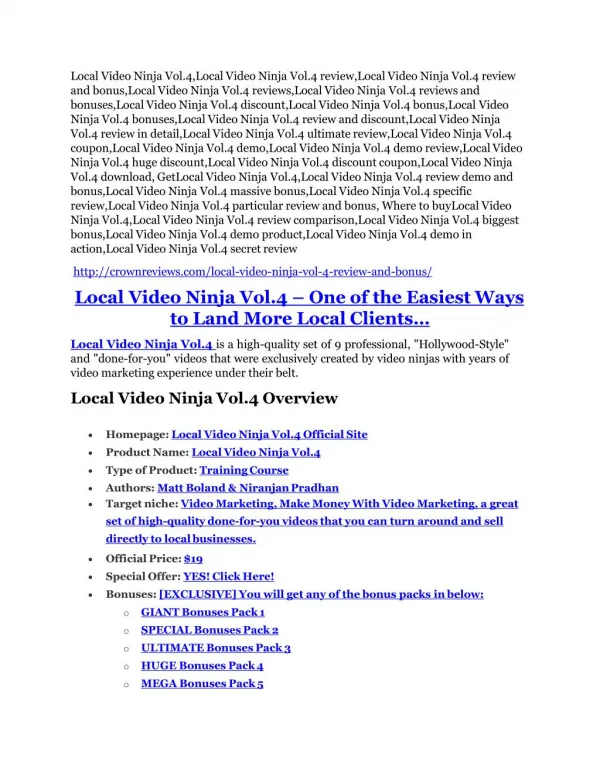 Local Video Ninja Vol.4 Review - (FREE) Bonus of Local Video Ninja Vol.4
