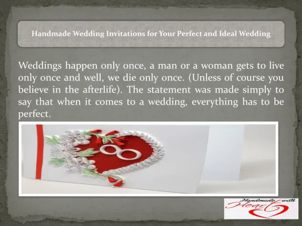 Handmade Wedding Invitations for Your Perfect and Ideal Wedding