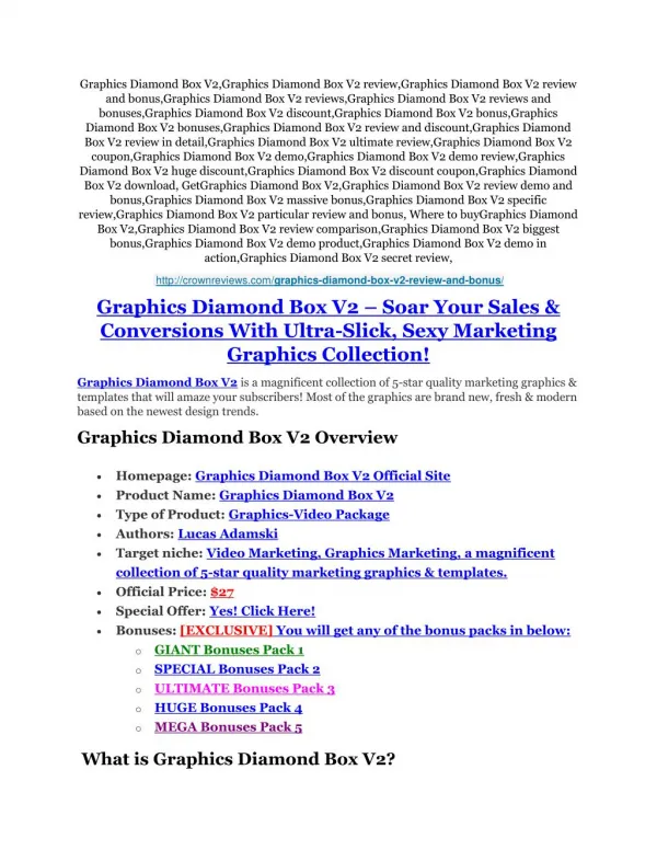 Graphics Diamond Box V2 Detail Review and Graphics Diamond Box V2 $22,700 Bonus