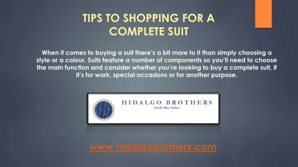 TIPS TO SHOPPING FOR A COMPLETE SUIT