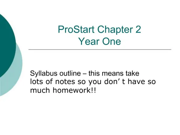 ProStart Chapter 2 Year One