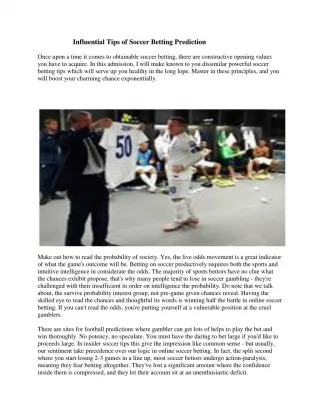 Influential Tips of Soccer Betting Prediction - slide 1