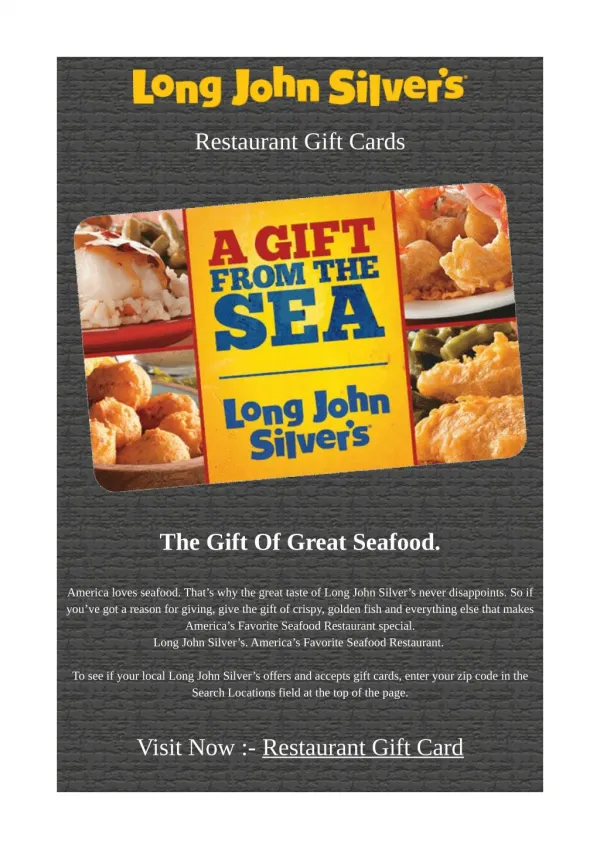 Restaurant Gift Card - Long John Silver's