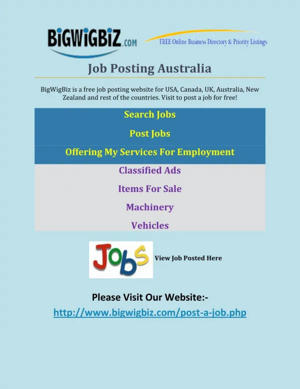 Job Posting Australia