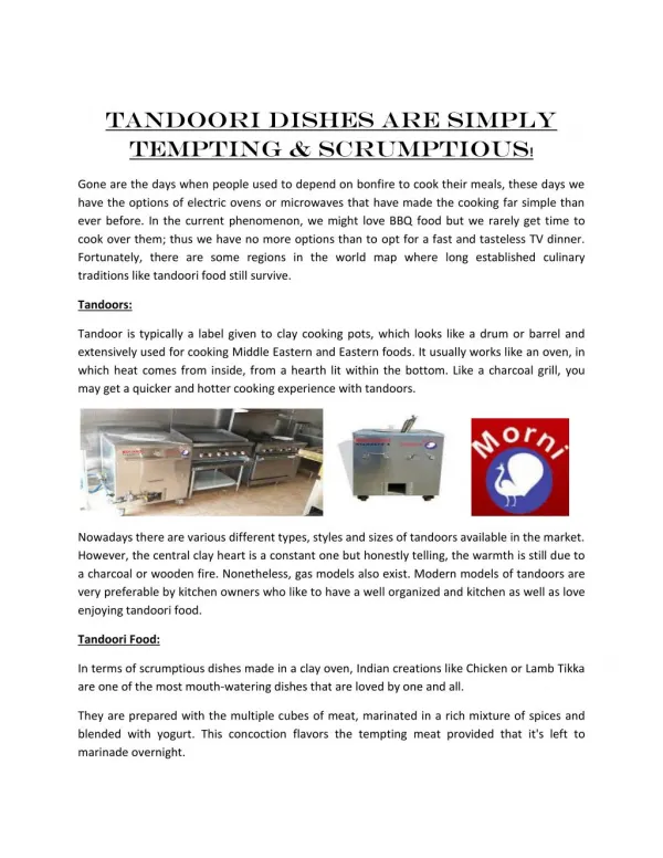 Tandoori Dishes Are Simply Tempting & Scrumptious