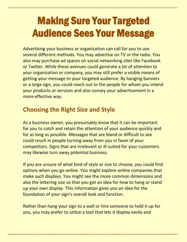 Making Sure Your Targeted Audience Sees Your Message