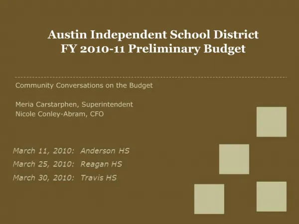 Austin Independent School District FY 2010-11 Preliminary Budget