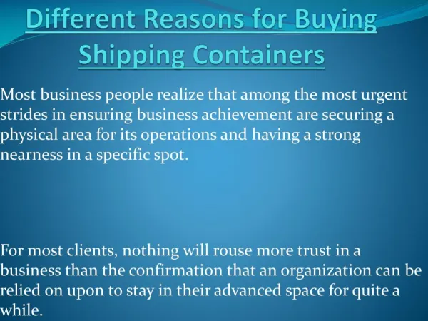 Different Reasons for Buying Shipping Containers
