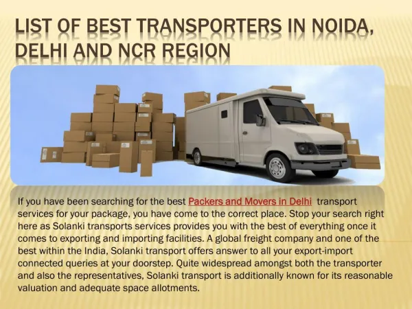 list of Best transporters in Noida, delhi and ncr region