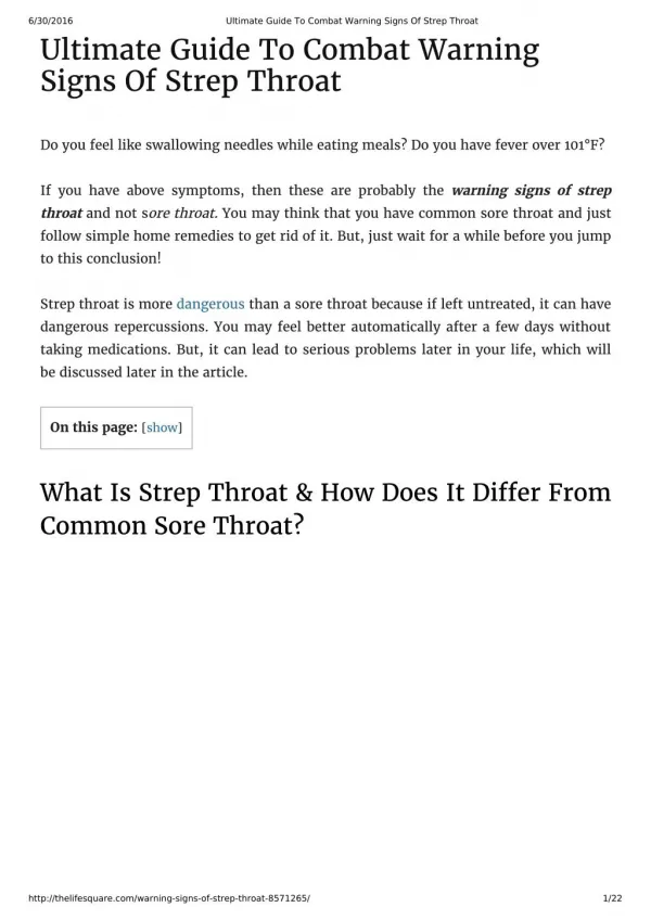 Ultimate Guide To Combat Warning Signs Of Strep Throat