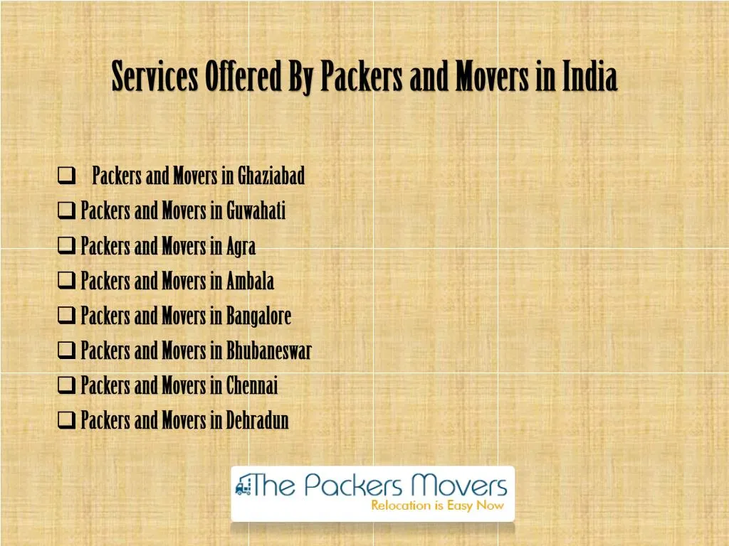 services offered by packers and movers in india