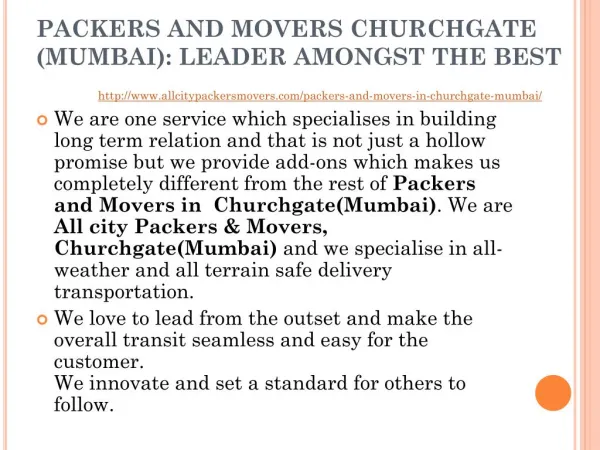 All City Packers and Movers Churchgate (Mumbai): Leader Amongst The Best