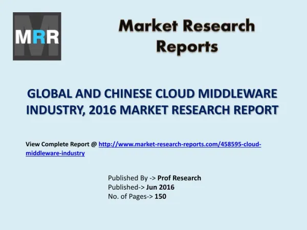 Cloud Middleware Market Financial Revenue and Industry Growth Rate Analysis and Forecasts 2016 to 2021