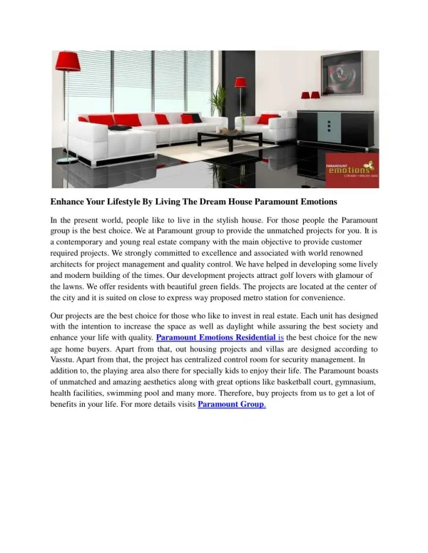 Enhance Your Lifestyle By Living The Dream House Paramount Emotions