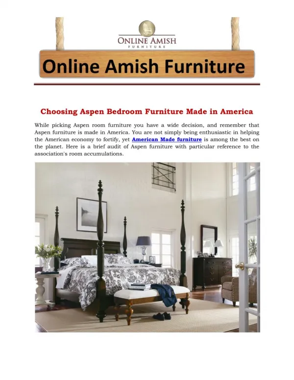 Choosing Aspen Bedroom Furniture Made in America