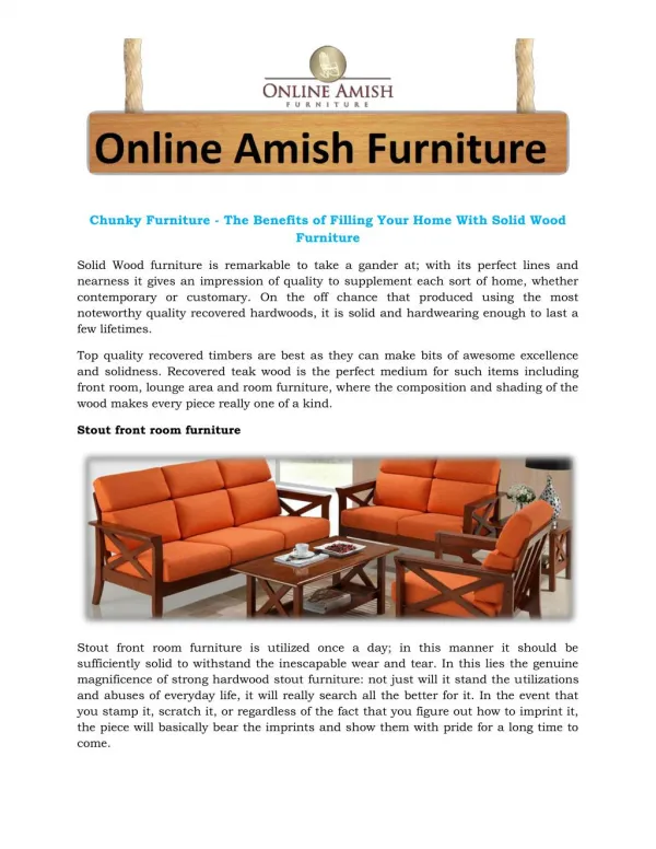 Chunky Furniture - The Benefits of Filling Your Home With Solid Wood Furniture