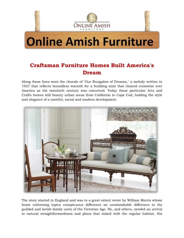 Craftsman Furniture Homes Built America's Dream