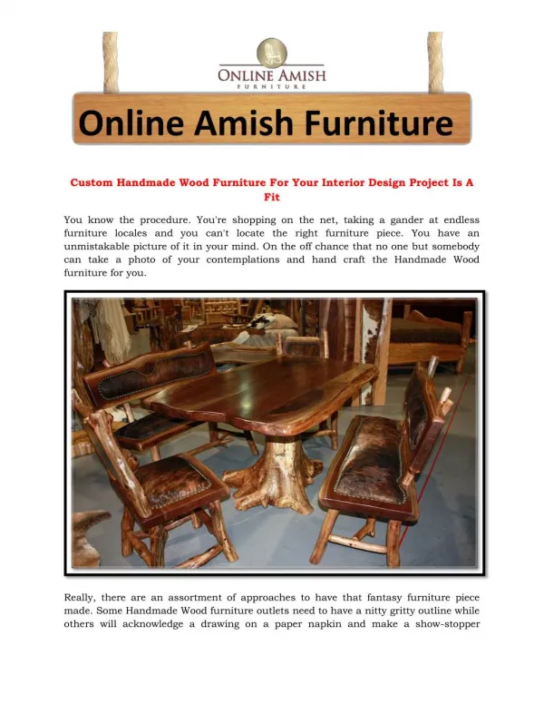 Custom Handmade Wood Furniture For Your Interior Design Project Is A Fit