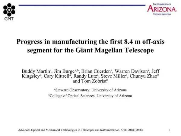 Progress in manufacturing the first 8.4 m off-axis segment for the Giant Magellan Telescope