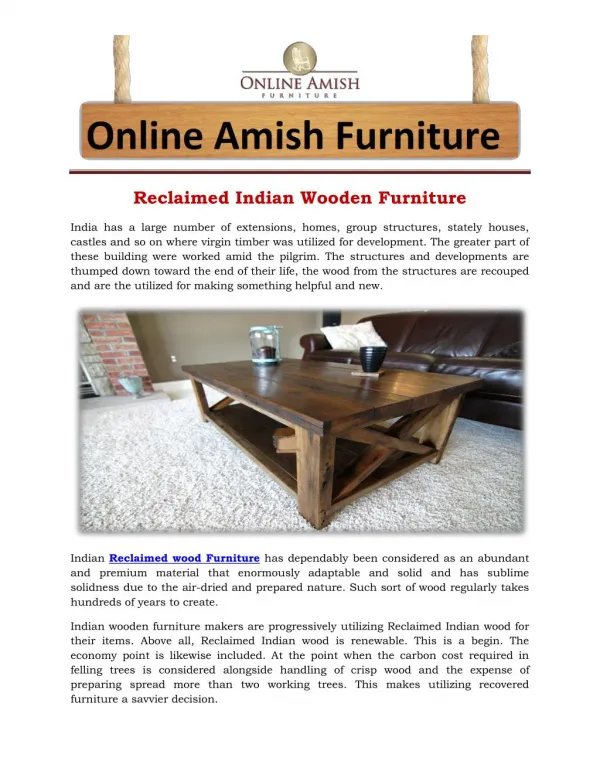 Reclaimed Indian Wooden Furniture