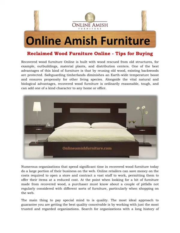 Reclaimed Wood Furniture Online - Tips for Buying