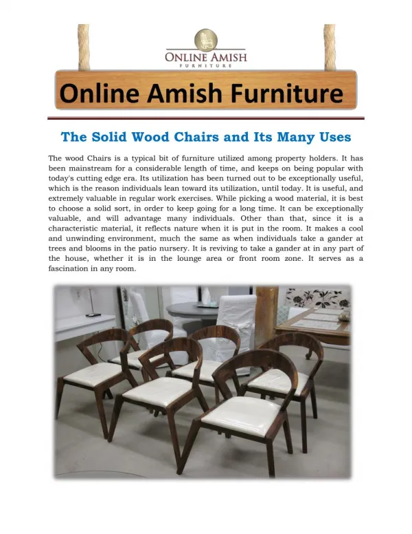 The Solid Wood Chairs and Its Many Uses